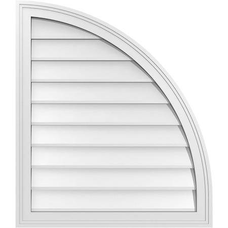 Ekena Millwork Quarter Round Top Right Surface Mount PVC Gable Vent w/ 2"W x 1-1/2"P Brickmould Frame, 26"W x 30"H GVPQR26X3002SN